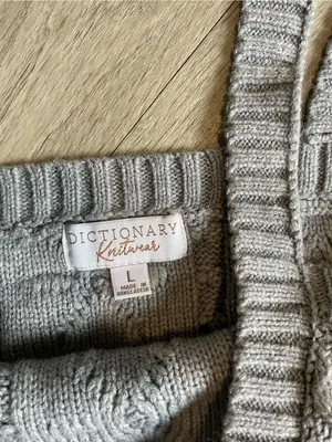 Cable Knit Crop Tank Top in Light Gray Size L thumbnail 2