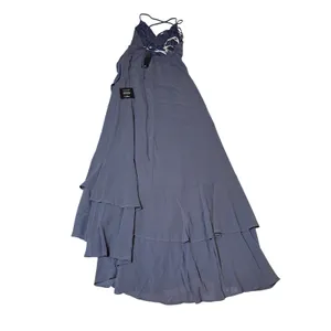 NWT Lulus Size Small‎ In Love Forever Granite Blue Lace-Up High-Low Maxi Dress thumbnail 7