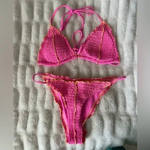 SheIn Pink Smocked Bikini thumbnail 1