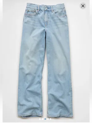 American Eagle Strigid Curvy Super High-Rise‎ Baggy Straight Leg Jeans Size 0 thumbnail 2
