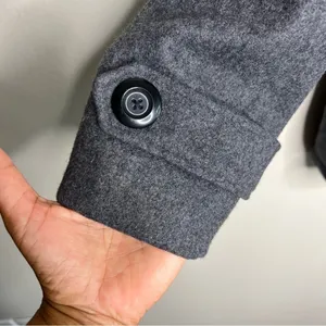 Merona Gray‎ Wool Blend Button & Zip Front Hooded Pea Coat thumbnail 4
