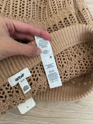 Aerie Small NEW Crochet Open Knit Shorts Tan Camel Resort Vacation Getaway thumbnail 3