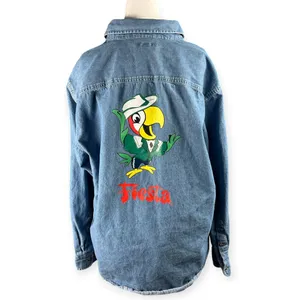 Port Authority Fiesta Graphic Denim Button Up Shirt Size L Long Sleeve Cowboy thumbnail 2