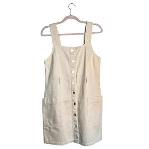 H and M White Cream‎ Denim 100% Cotton Mini Dress Romper size 6 thumbnail 2