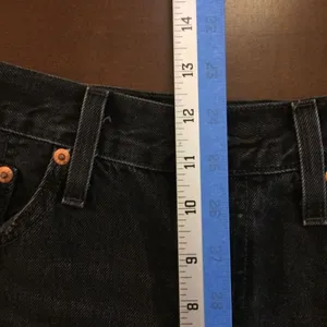 Levi’s 501 raw hem black buttonfly jean shorts 28 jorts thumbnail 4