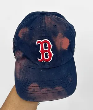 Boston Red Sox Custom Bleach Splatter Dad Hat Size XL thumbnail 1