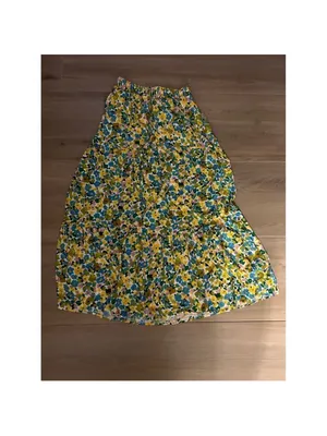 NEW Floral Print Midi Skirt Elastic High Waist M thumbnail 4