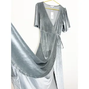 Baltic Born Katelyn Velvet Wrap Maxi Dress Dusty Blue Size XL Wedding Party NWT thumbnail 12