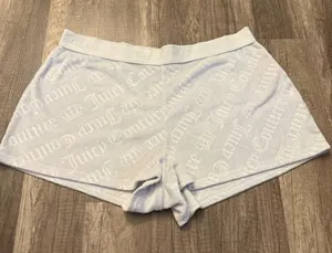 Juicy Couture White Velour Monogram Sleep Shorts Lounge Pajama Shorts thumbnail 1