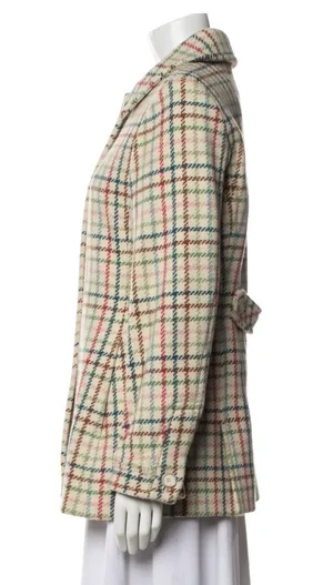 Coach wool plaid print coat thumbnail 2