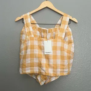 Vitamin A Gingham Linen Tallows Set thumbnail 3