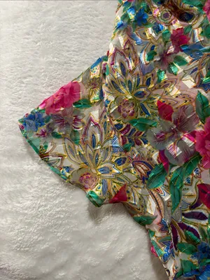 Victoria's Secret size medium Multicolor Floral Chemise lingerie one piece gold thumbnail 7