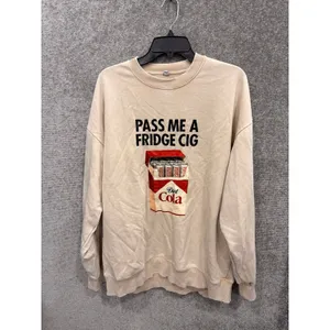 Fridge Cig Women Sweatshirt XL Beige Pass Me A Fridge Cig Diet Cola Graphic Top thumbnail 3