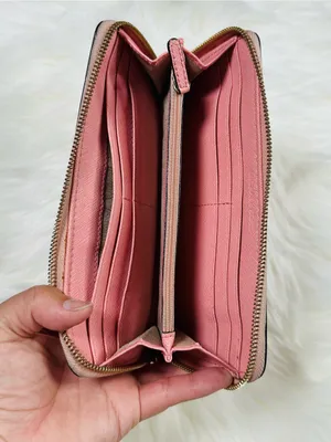 Michael Kors Pink Saffiano Zip Wallet with Gold Hardware thumbnail 5