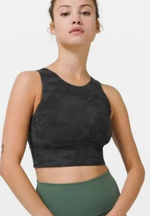 Lululemon Black Camo Stronger As One Long Line Bra Size 4 thumbnail 1