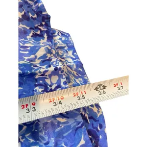 Lauren Ralph Lauren Blue Floral Sheer Lined Tie Waist Pleated Sleeveless Dress 2 thumbnail 10