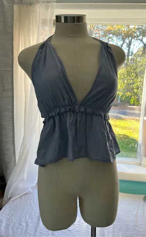 Le Lis Blue Halter Peplum Camisole thumbnail 1