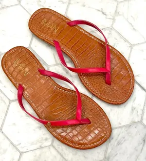 IMAN Pink and Tan‎ Flip Flop Sandals Size 8.5 Casual thumbnail 1