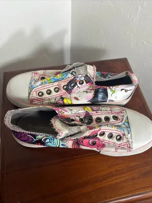 Ed Hardy Pink, Blue and Yellow Floral Slip-On Sneakers Size 5.5 thumbnail 7