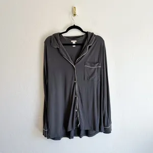 Eberjey | Gisele Long Sleeve Button Pant Pajama Set in Charcoal Grey thumbnail 3