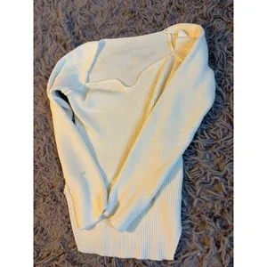 Princess Polly Cream Ribbed Knit Sweetheart Neckline Long Sleeve Sweater‎ Top thumbnail 3