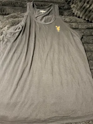 PLAYBOY Black Tank Top with Gold Bunny Emblem thumbnail 1