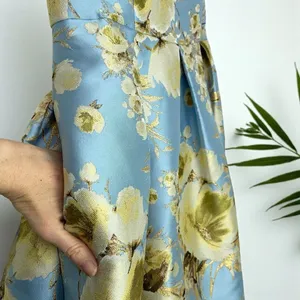 Eliza J Jacquard Brocade Floral Midi Flare Dress with Crisscross Straps thumbnail 10