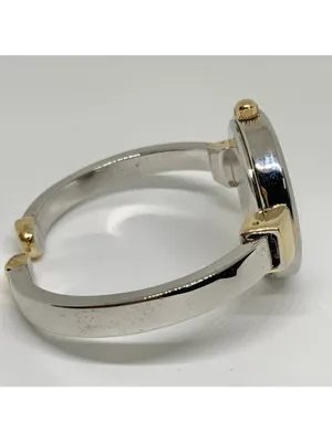Anne Klein women’s two tone cuff bracelet watch 33mm round quartz 7” running thumbnail 5
