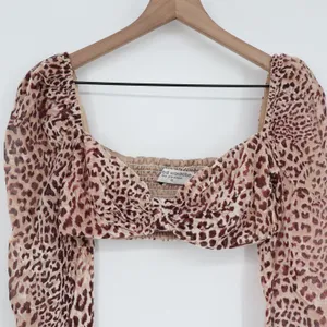 Naked Wardrobe The Statement Leopard Print Crop Top Long Sleeve Small thumbnail 3