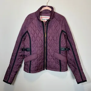 Hunter Original Women's Quilted Jacket Plum Purple Gold Zip Puffer Coat Medium thumbnail 1