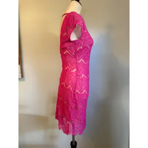Bebe Pink Lace Bodycon Dress Mini M y2k dainty party formal romantic coquette thumbnail 4