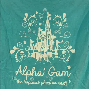 Aqua Disney Alpha Gamma Delta Sorority Long Sleeve Shirt with‎ Pocket Design thumbnail 2