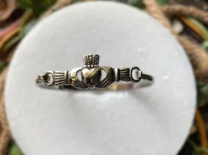 Stainless Steel Claddagh Cuff Bracelet Silver thumbnail 1
