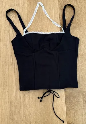 Edikted Corset Top Lace Halter Lesly Size XS Black White thumbnail 1