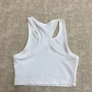 Alo White Ribbed Racerback Cropped Sports Tank thumbnail 2