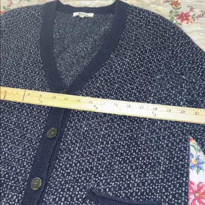 Madewell Bird’s Eye Maysfield Navy and White Women's Cardigan Sweater thumbnail 9