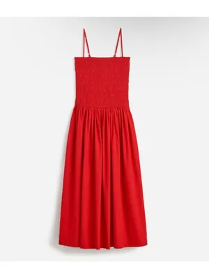 NWT Madewell Poplin Smocked Maxi Dress in Festival Red - Size: Large thumbnail 7