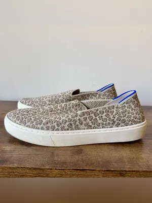 Rothy’s Pebble Spot Slip On Sneakers Womens Size 6.5 Cheetah Leopard Knit Flats thumbnail 2