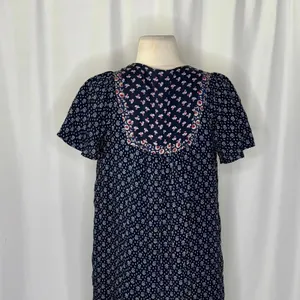 Anthropologie ONE SEPTEMBER Alpina Tunic Dress Embroidered Floral Ruffle X-Small thumbnail 8