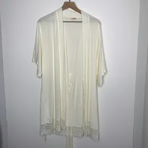 Eberjey Rosalia Tencel Modal Ivory Robe Lace Tie Womens Small thumbnail 2
