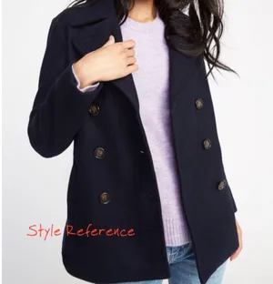 Double Breasted Classic Navy Blue Wool Peacoat, sz. XS thumbnail 9