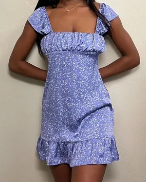 Zara size large purple floral babydoll dress thumbnail 1