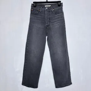 Levi’s Black Ribcage Straight Ankle Jeans thumbnail 4