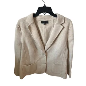 Talbots Womens 16 Wool Blend Blazer Jacket Oatmeal Beige Two Button Professional thumbnail 2