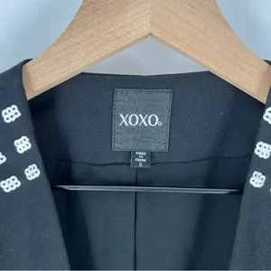 XOXO Sequin Embellished Embroidered Chiffon Hem‎ V Neck Peplum Jacket Size S thumbnail 2