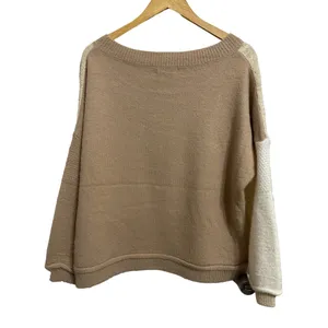 Amaryllis women's patchwork oversized boat neck‎ sweater size Xs/S Brown thumbnail 5