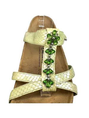 Betula x Birkenstock Iridescent Green Jewel Accents Snake Embossed Strap Size 8 thumbnail 10