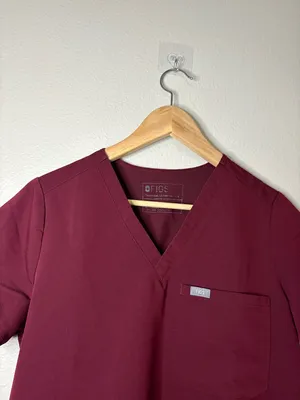 Figs scrubs top maroon red burgundy size small unisex thumbnail 3