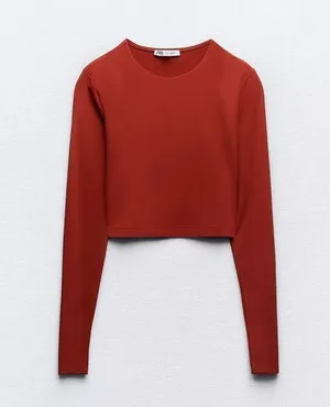 ZARA Women's Red Long Sleeve Top thumbnail 1