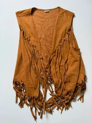 Spirit Western Cowgirl Rodeo Faux Suede Tassel Fringe Vest Sleeveless Cardigan thumbnail 1